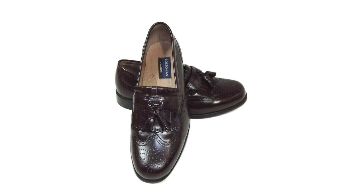 BOSTONIAN Mens Classic First Flex Burgundy Tassel Wingtips Dress Shoes Size 8 W