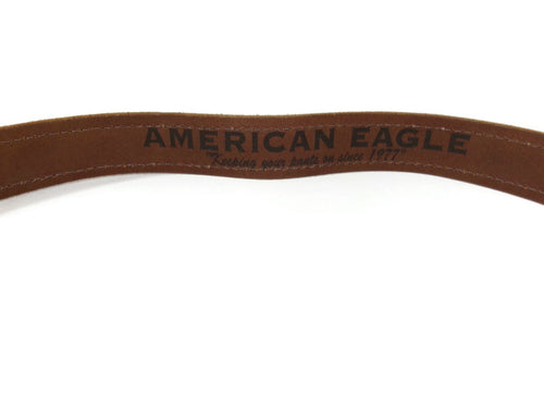 American Eagle Mens Distressed Light Tan Casual Belt Size 32 w/ Eagle Logo