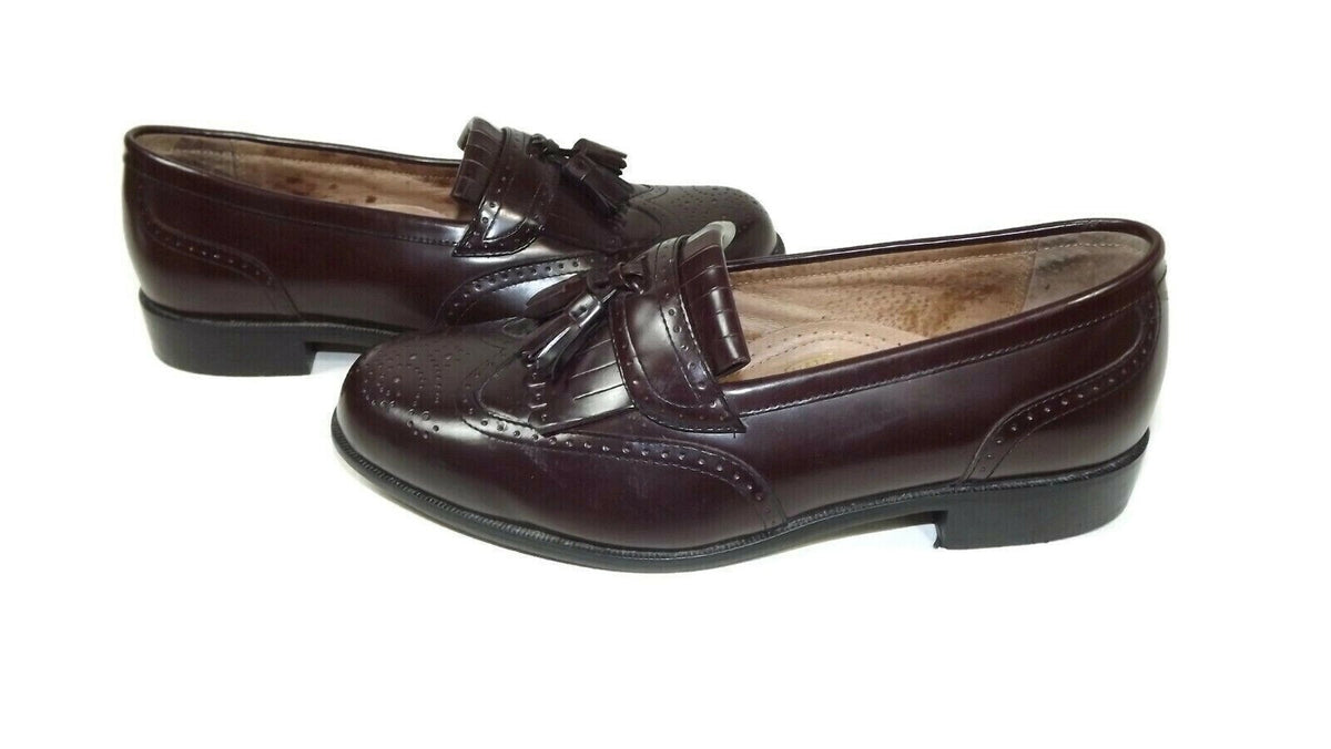 BOSTONIAN Mens Classic First Flex Burgundy Tassel Wingtips Dress Shoes Size 8 W