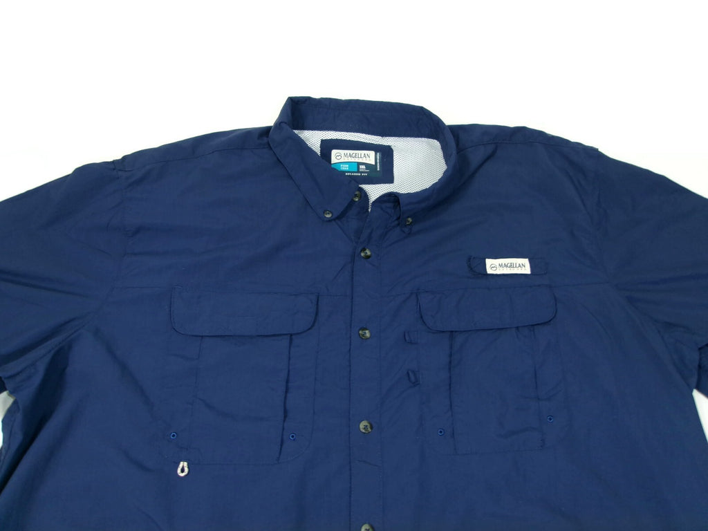 Magellan Outdoors Mens Fish Gear BLUE Shirt  Relaxed Moisture Wicking Size 3XL