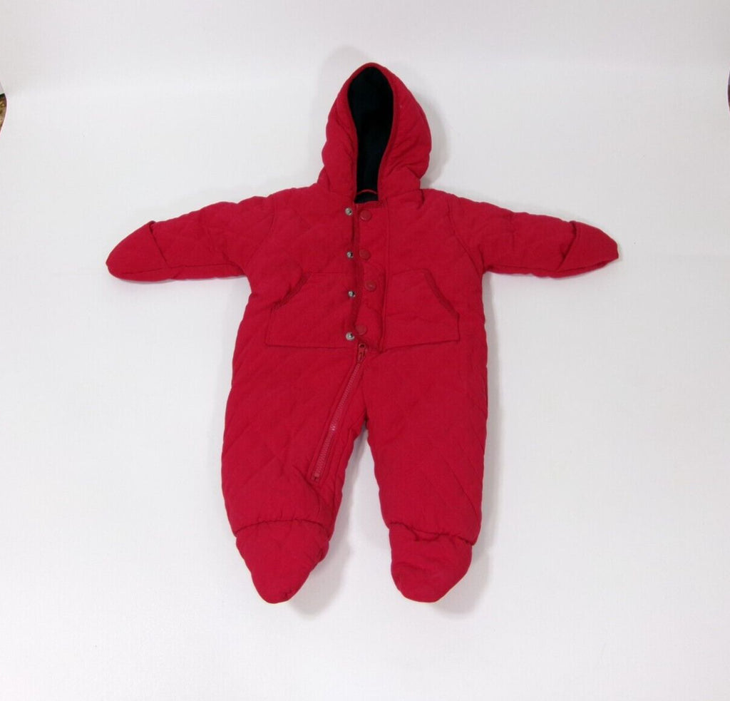 London Fog Infant Girls Boys Red Hooded Bunting One Piece Snow Suit Size 3-6 Mos