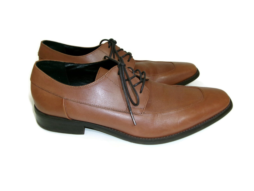 Calvin Klein Mens Rambert Tan Leather Lace Up Oxfords Shoes size 11.5 M