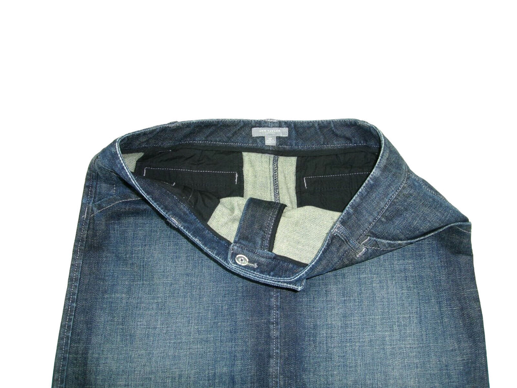 Womens ANN TAYLOR PETITES Distressed Denim Jean Skirt Size 12P 12 Petite