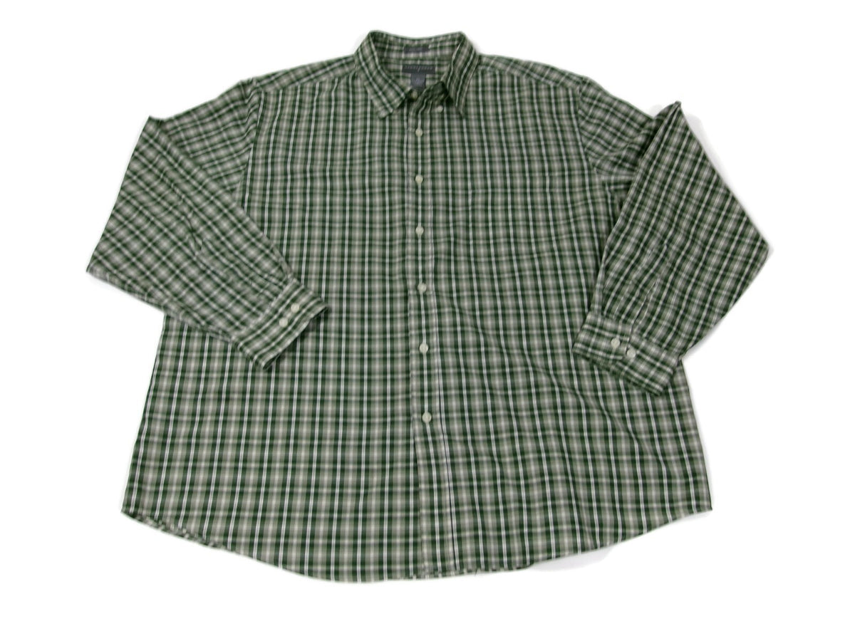 Saddlebred Mens Casual Shirt Size XXL  Green Plaid Button Down Easy Care