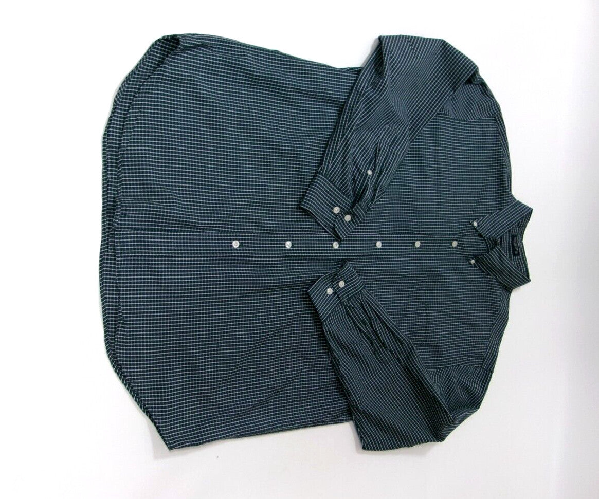 Mens BRITCHES Plaid Shirt Size XL GREEN Black White Button Down Long Sleeve