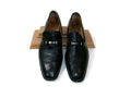 Clarks Mens Black Leather Flexible Lightweight Shoes Size 13 M w/ Silver Buckle