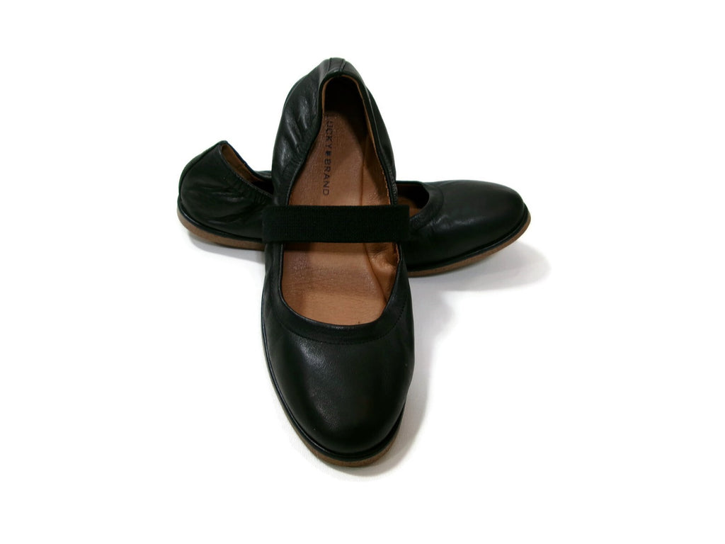 Lucky Brand Womens Walnen Shoes Size 8.5 M Mary Jane Ballet Flats Black Leather