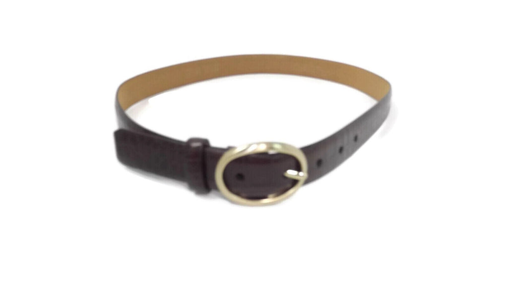 LIZ CLAIBORNE Womens BROWN Croc embossed Genuine Top Grain Cowhide Belt Medium