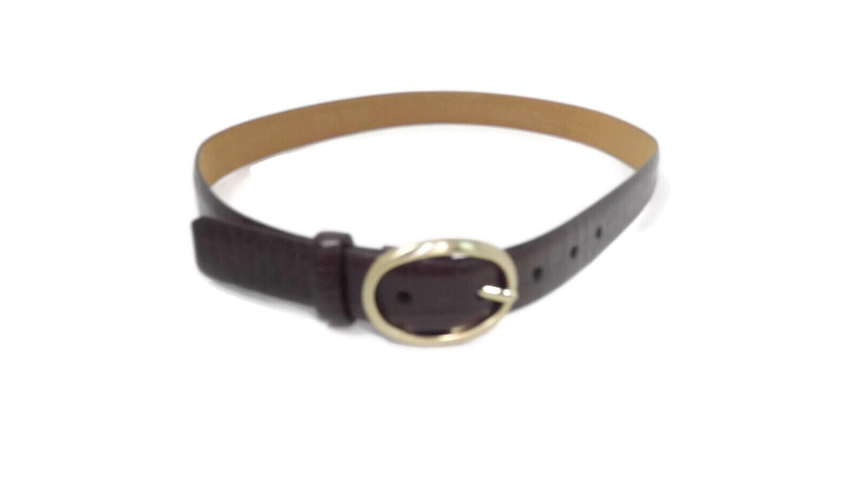 LIZ CLAIBORNE Womens BROWN Croc embossed Genuine Top Grain Cowhide Belt Medium
