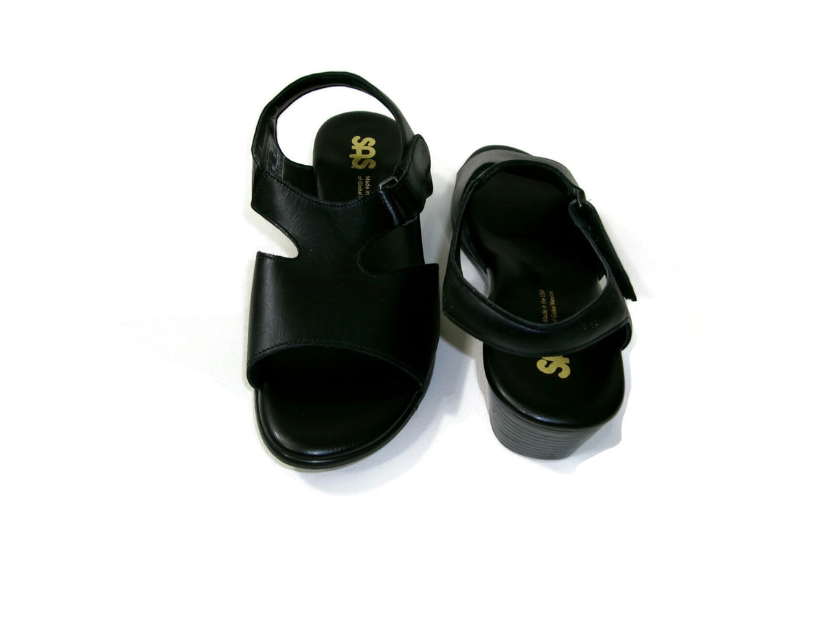 SAS Womens Sandals Shoes Size 9 M  Black Leather Suntimer Low Heels Comfort