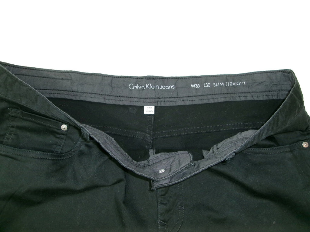 CALVIN KLEIN Mens Black Chinos Casual Pants Slim Straight Size 38 X 30
