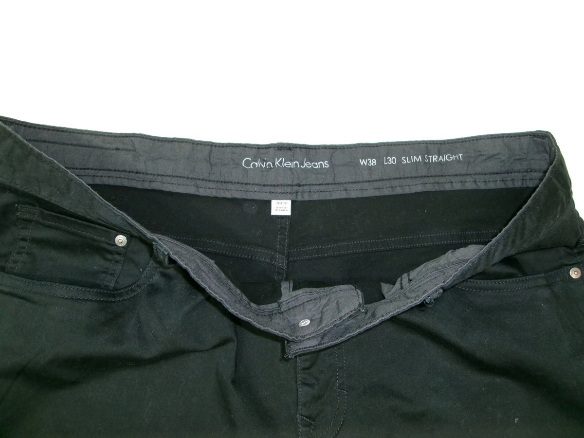 CALVIN KLEIN Mens Black Chinos Casual Pants Slim Straight Size 38 X 30
