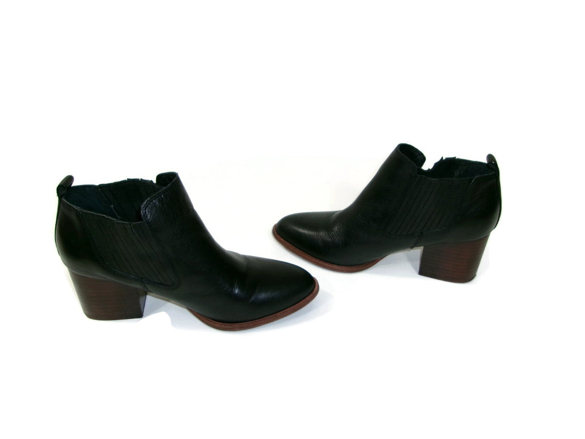 Isola Womens Boots Booties Shoes Size 7 M Black Leather Block heels Slip On