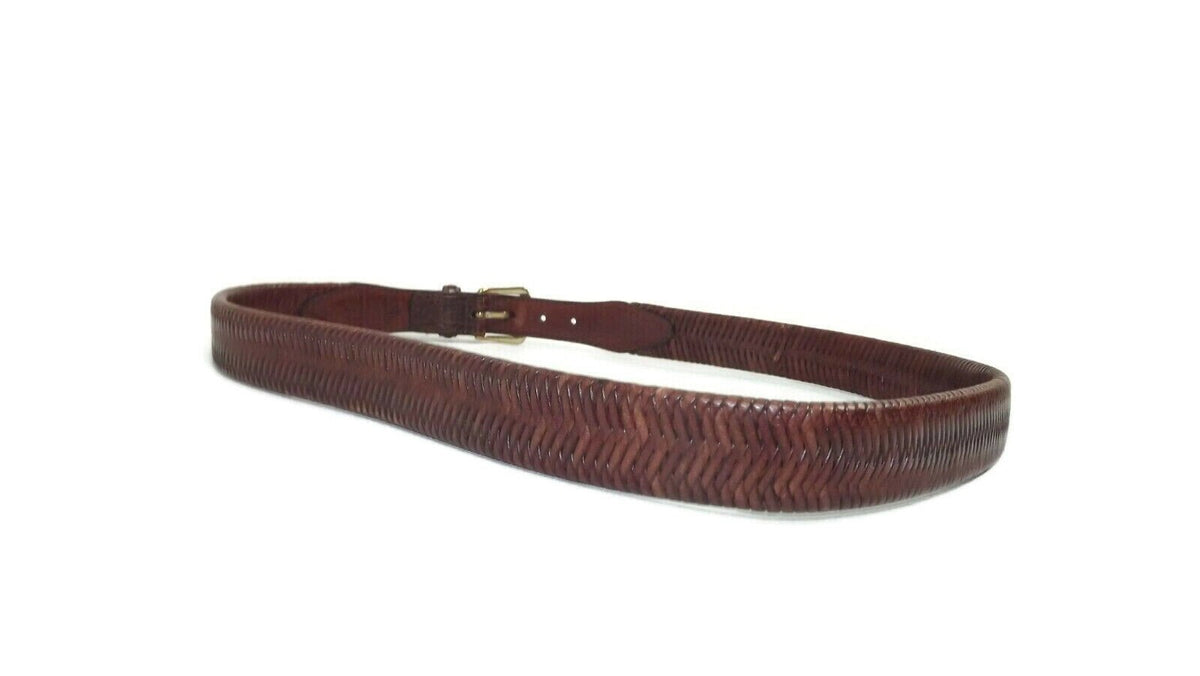 RED HEAD Quality Brown Tan Full Grain Leather Belt Size 38 Braided Croc Tips