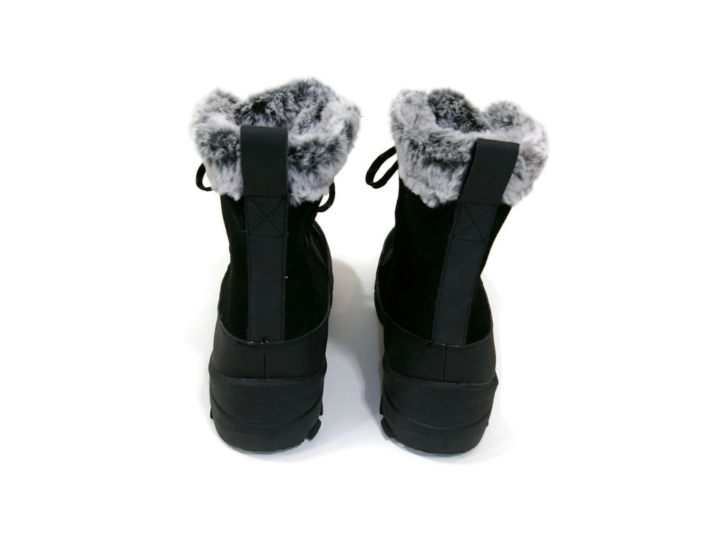 Womens  Black Suede & Warm Faux Fur Lined Winter Snow Boots Shoes Size 11 M