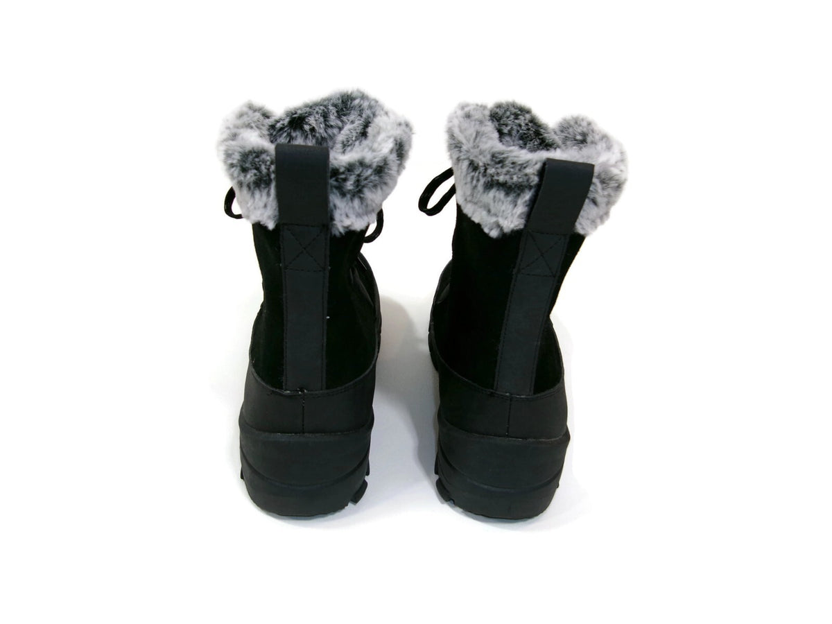 Womens  Black Suede & Warm Faux Fur Lined Winter Snow Boots Shoes Size 11 M