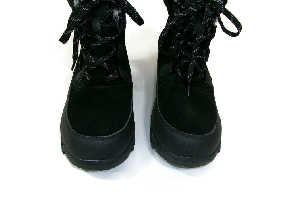 Womens  Black Suede & Warm Faux Fur Lined Winter Snow Boots Shoes Size 11 M