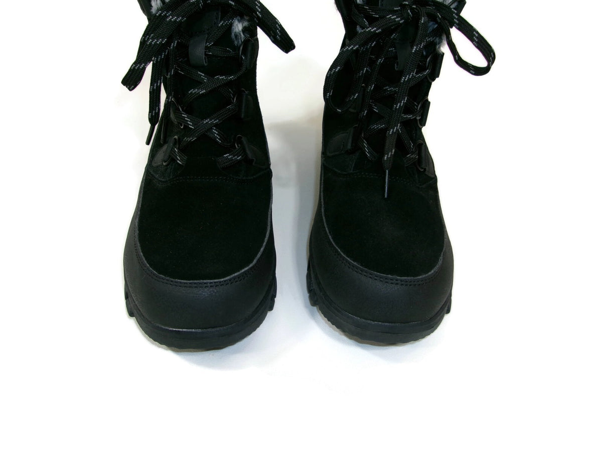 Womens  Black Suede & Warm Faux Fur Lined Winter Snow Boots Shoes Size 11 M