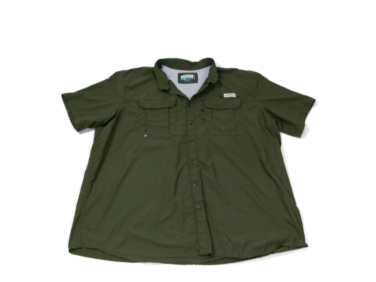 Magellan Outdoors Mens Fish Gear Olive Green Shirt  Relax Moisture Wick Size 3XL