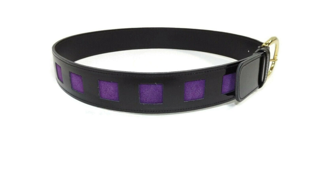 JAEGER Couture Belt Purple Suede & Black Patent Leather Size 30" MD in ENGLAND