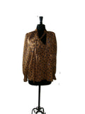 JADE Melody TAM Amber Leopard Ruffle Tie Blouse Womens Size L Large RT. $140 NWT