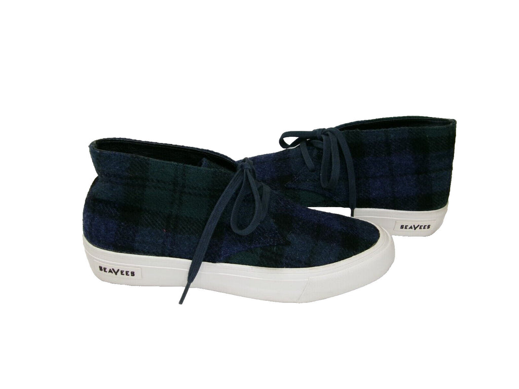 SEAVEES Classic Blue Green PLAID Wool Womens Shoes Size 8.5 M Booties Comfy CUTE