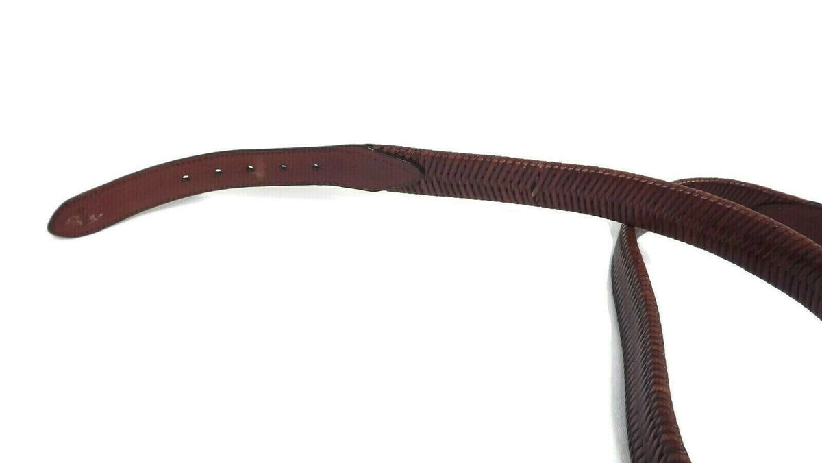 RED HEAD Quality Brown Tan Full Grain Leather Belt Size 38 Braided Croc Tips