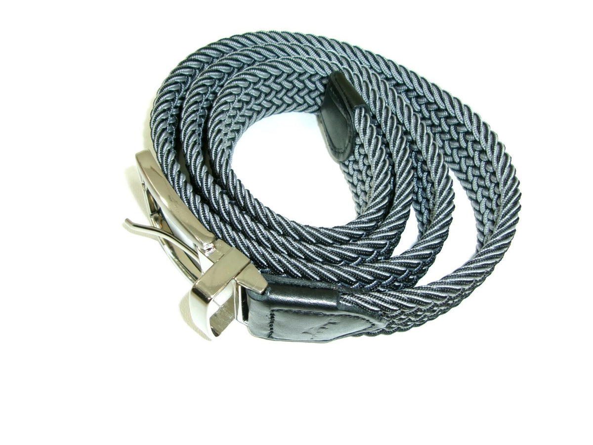 Tommy Bahama Mens Stretch Braided Belt Black Gray Nickel Buckle Size L/ XL 38-42