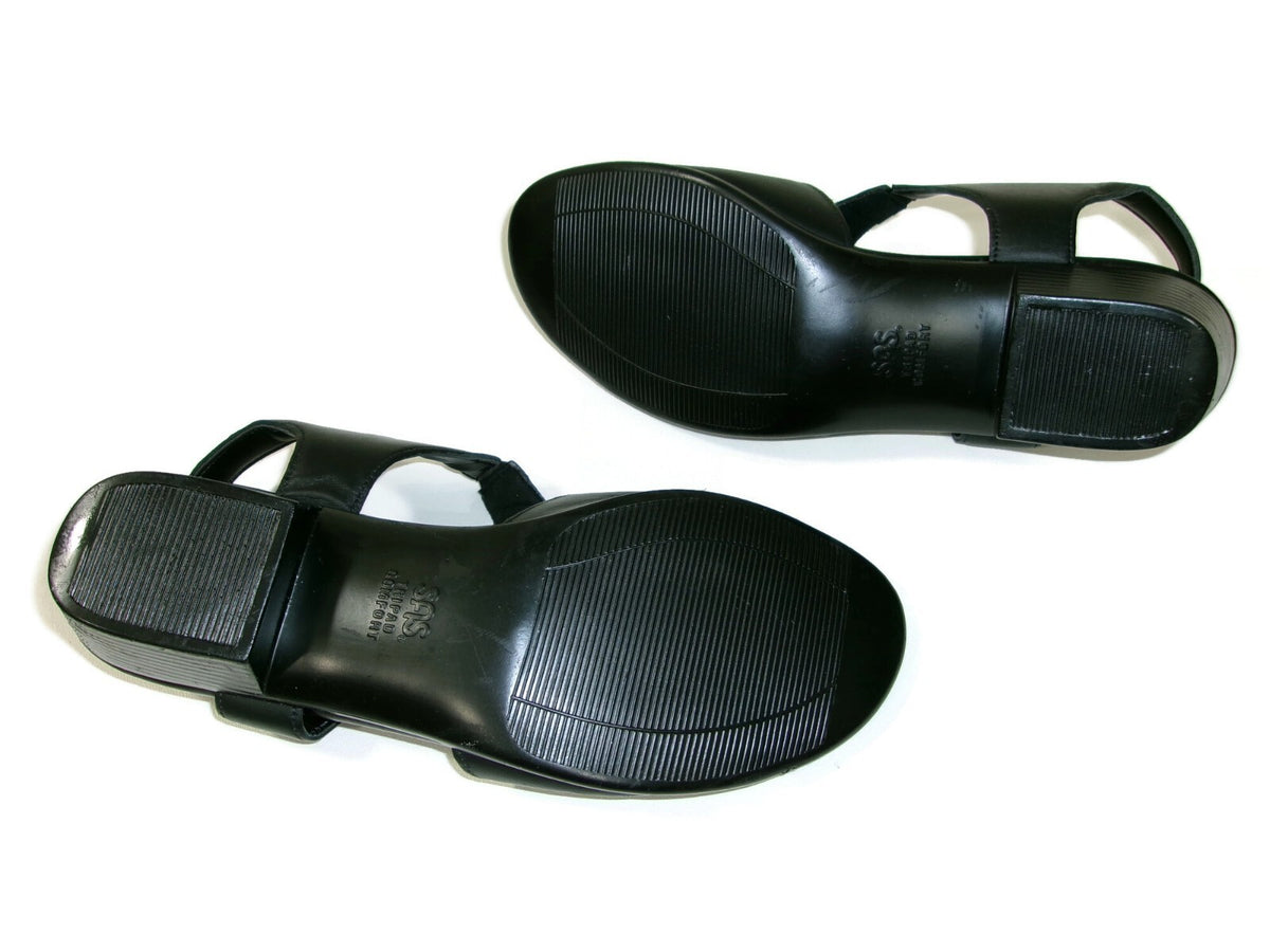 SAS Womens Sandals Shoes Size 9 M  Black Leather Suntimer Low Heels Comfort