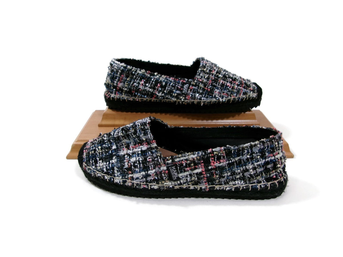 Karl Lagerfeld Arogo 2 Womens Tweed Slip On Flats Shoes Size 10 M Multi Colored