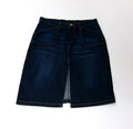 Womens Teen Girls Cute EXPRESS Distressed Dark Denim Jean Skirt Size 9 / 10