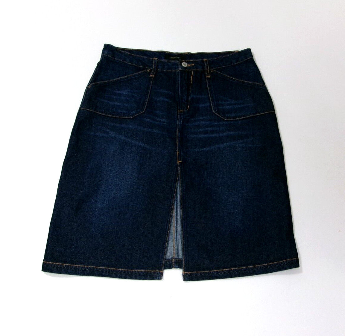 Womens Teen Girls Cute EXPRESS Distressed Dark Denim Jean Skirt Size 9 / 10
