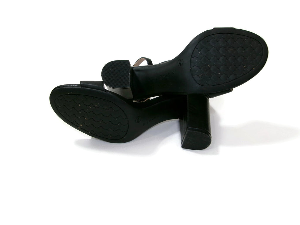 Kelly & Katie Womens Black Sandals Shoes Size 7.5 M Ankle Strap Slingbacks Heels