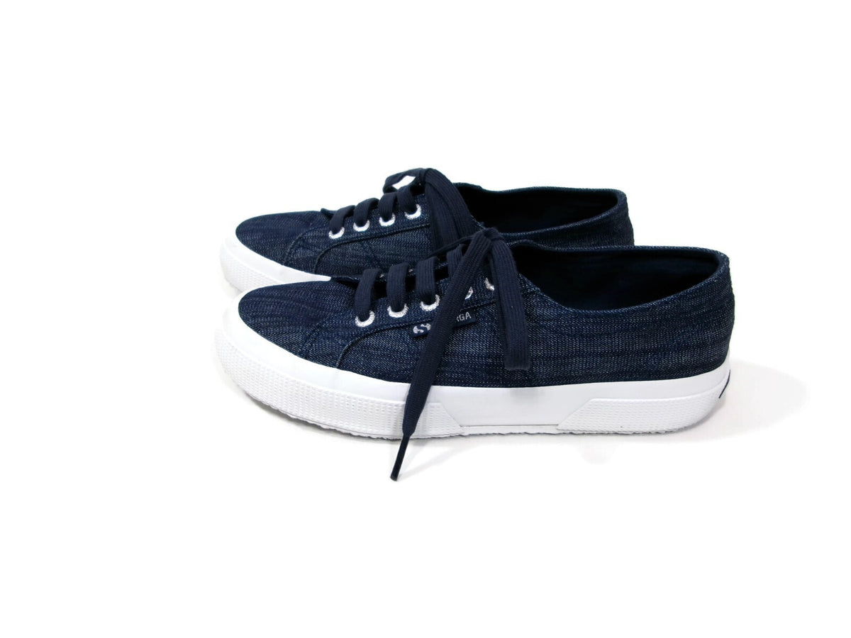 Superga Blue Sparkley Sporty Denim Cute Sneaker Women Shoes Size 6.5 US 37 Euro