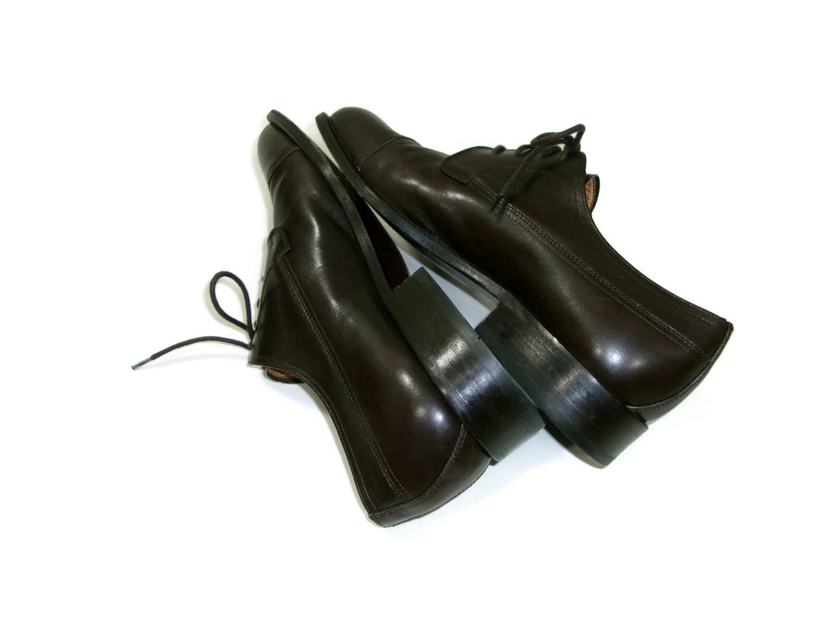 Bally Mens Dress Shoes Size 9 US / 8 EU Dark Brown Cap Toe Leather Oxfords