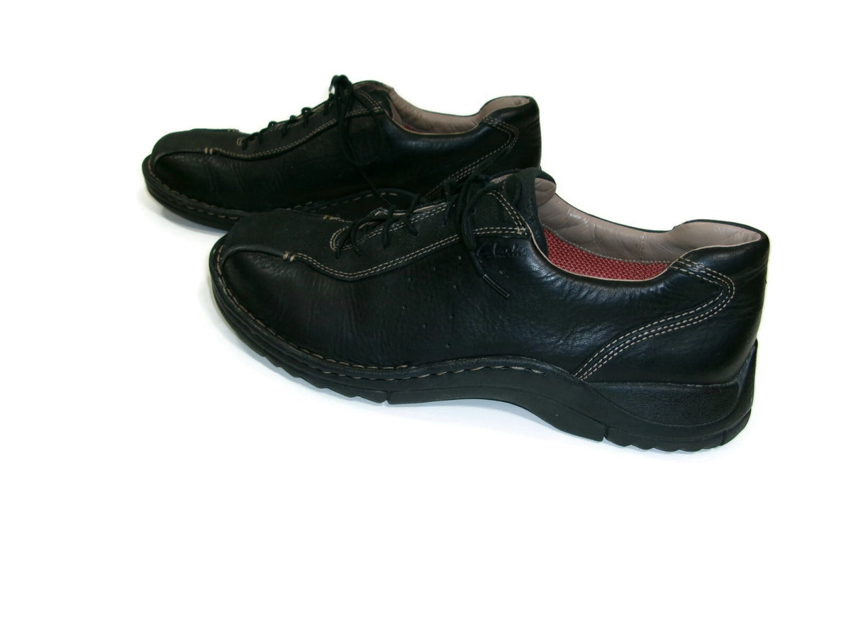 Clarks Mens Black Leather Comfy Lace Up Oxfords Shoes Size 12 M Leather Insoles