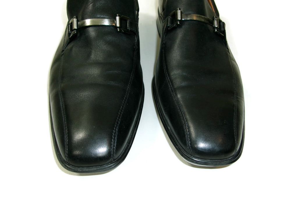 Clarks Mens Black Leather Flexible Lightweight Shoes Size 13 M w/ Silver Buckle