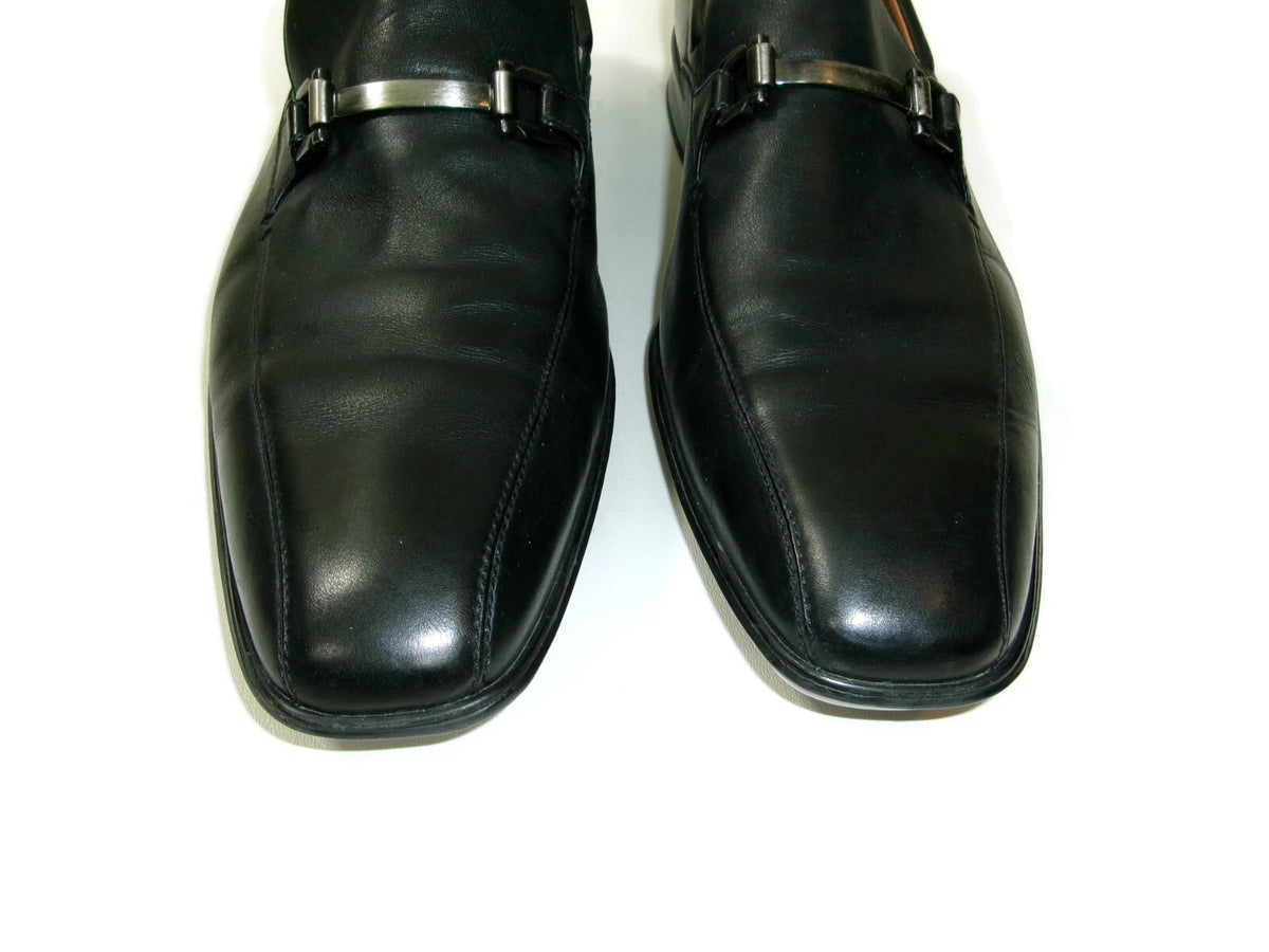 Clarks Mens Black Leather Flexible Lightweight Shoes Size 13 M w/ Silver Buckle