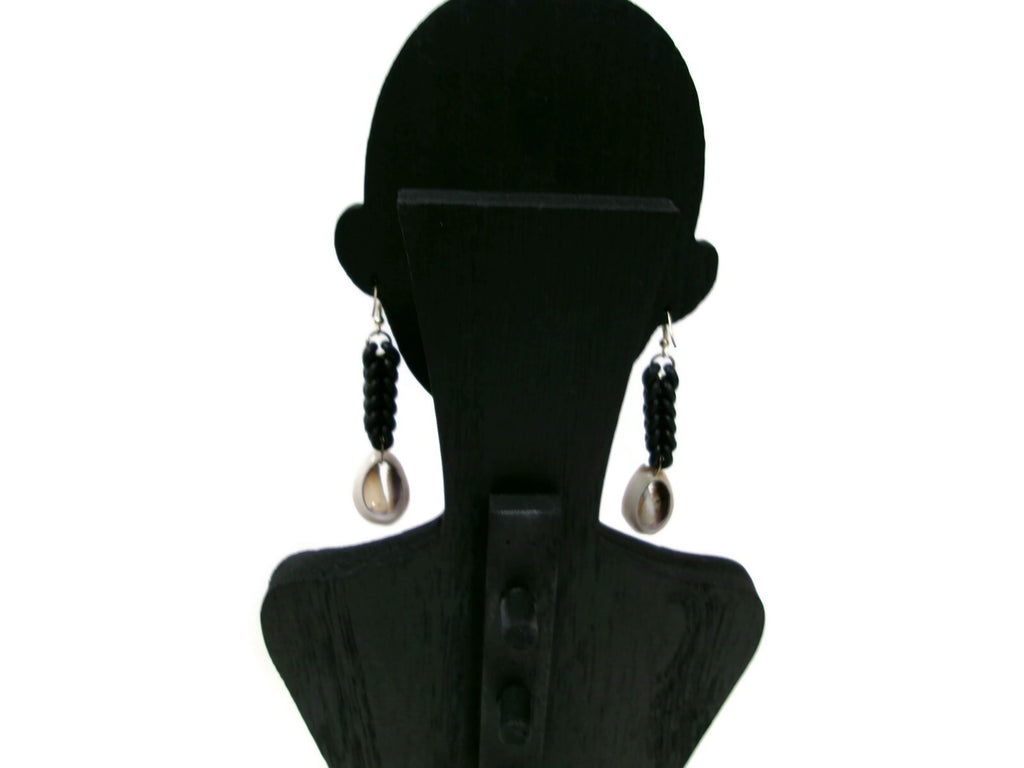 Womens Ear Candy Statement Earrings Cream Cowie Shells & Unique Rubber Design