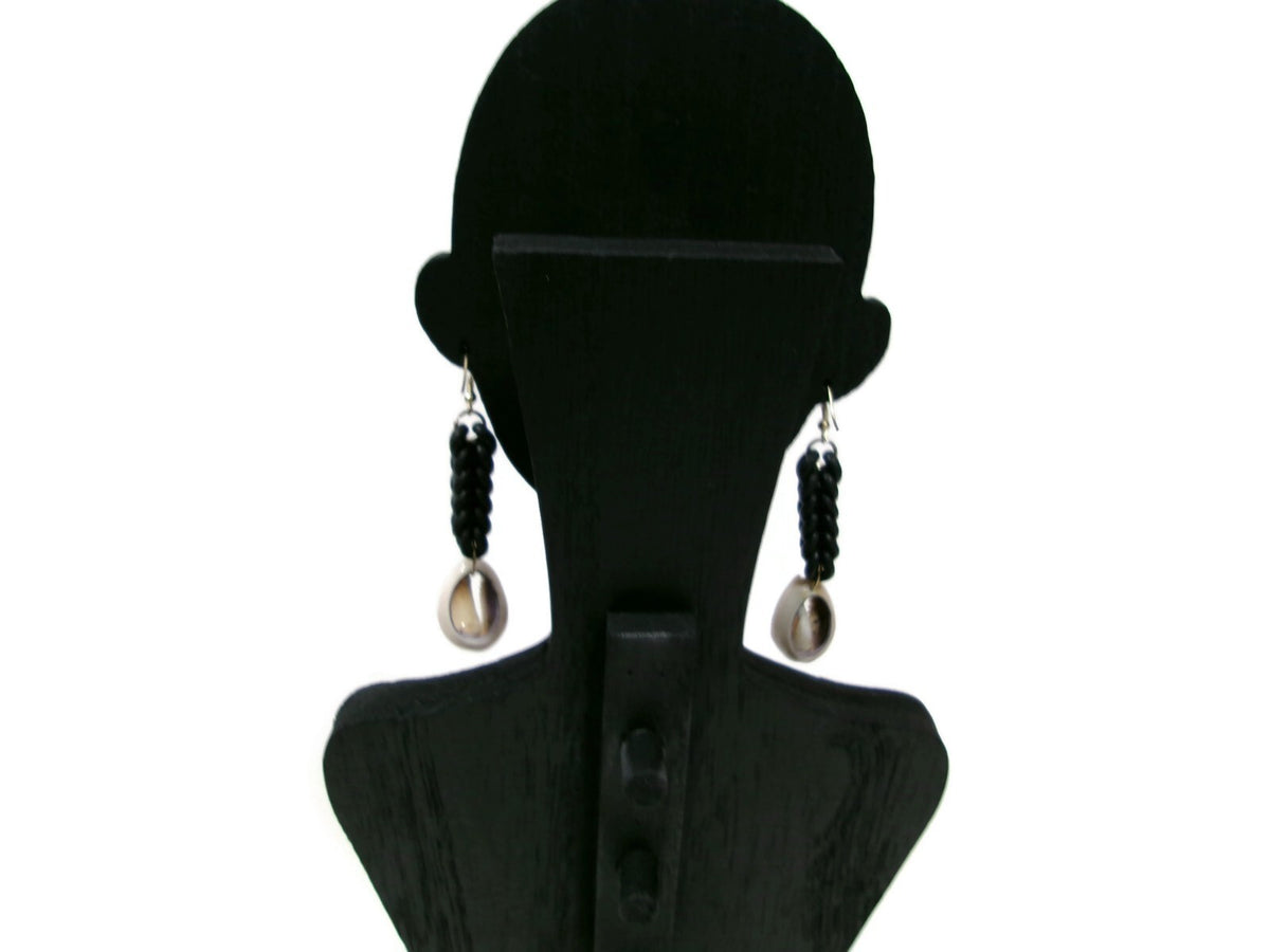 Womens Ear Candy Statement Earrings Cream Cowie Shells & Unique Rubber Design