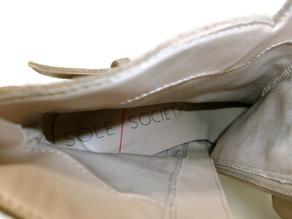 Sole/Society Womens Suede Boots Booties Shoes Size 7.5 Short Neutral Khaki Beige