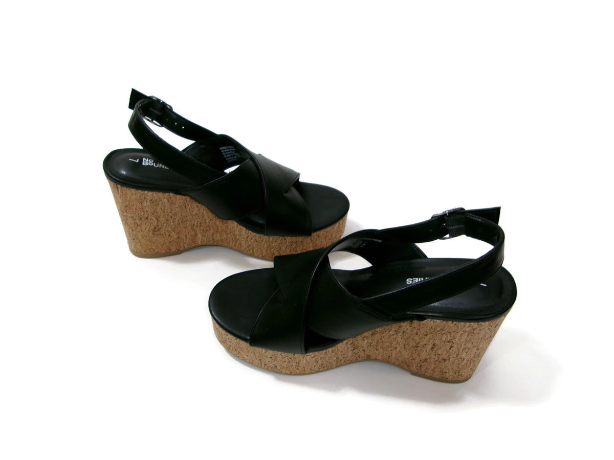 No Boundaries Womems Black Sandals Shoes Size 7 M High Wedge Platform Heels