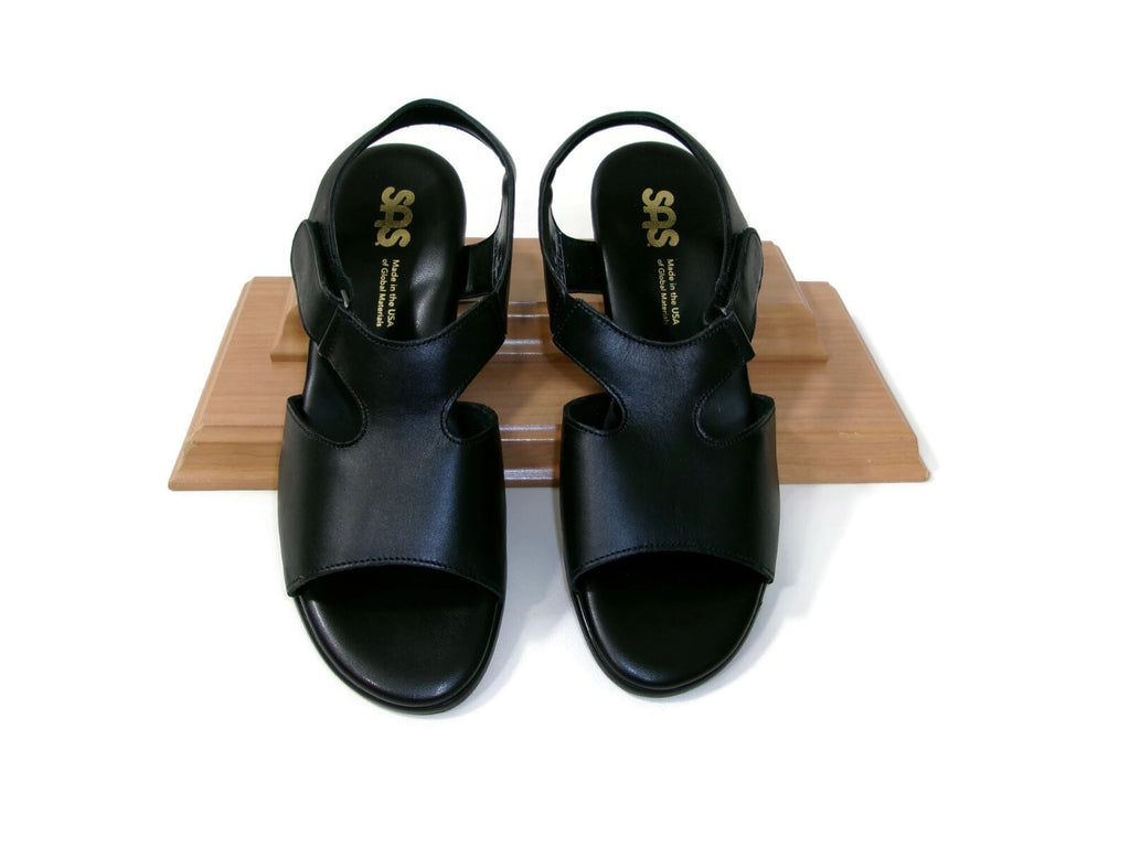 SAS Womens Sandals Shoes Size 9 M  Black Leather Suntimer Low Heels Comfort