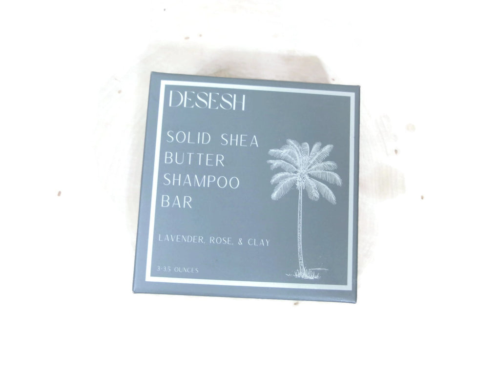 DESESH XL Solid Shea Butter Shampoo Bar w/ Lavender Rose & Clay USA Made