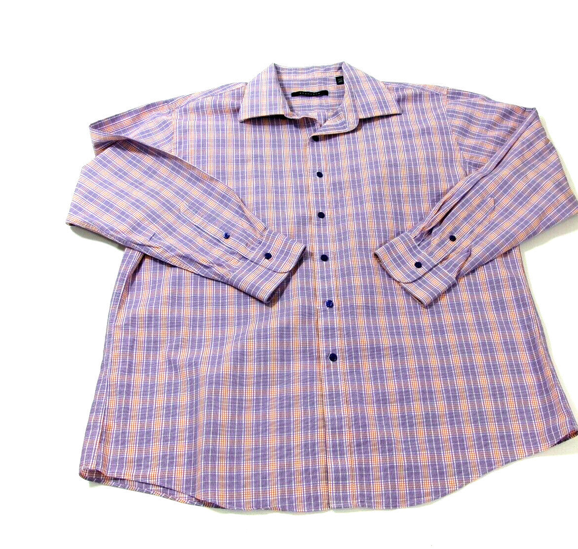 SEAN JOHN Mens Casual Purple Orange Plaid Shirt Size 18 34/ 35 Long Sleeve