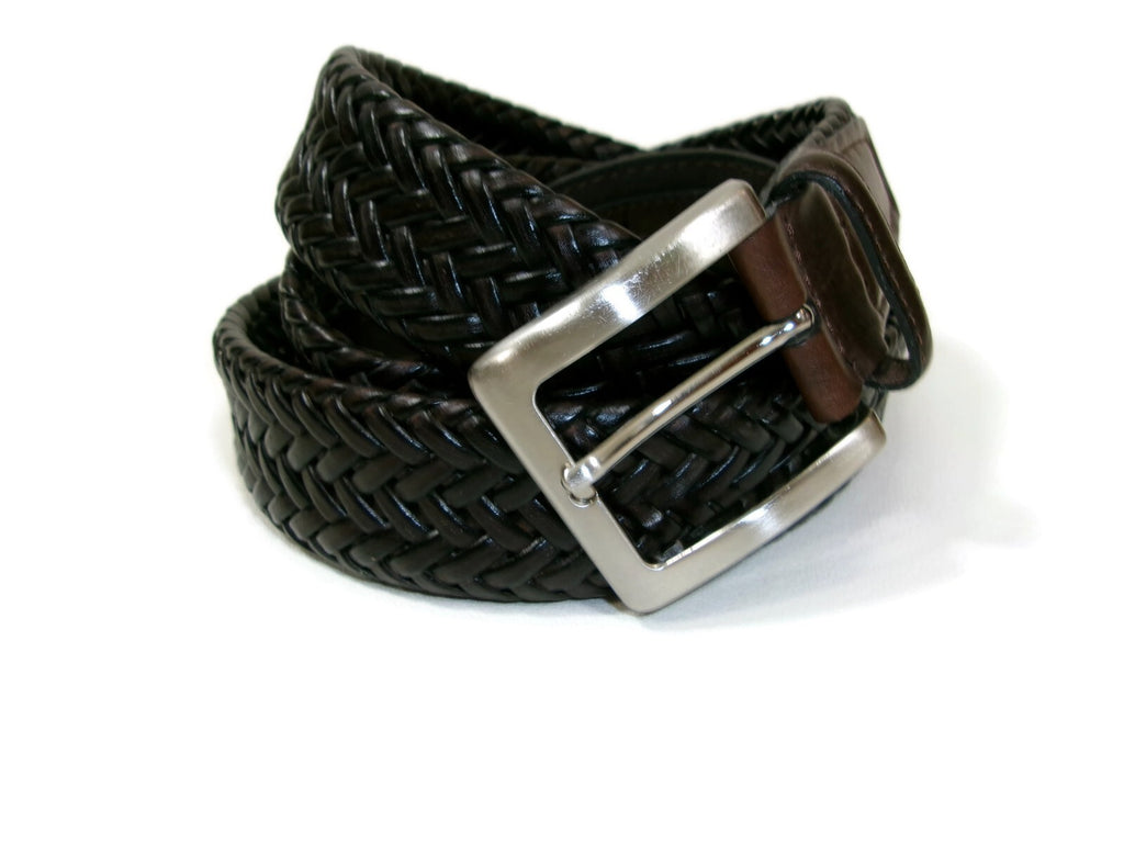 Brown Handcrafted Bonded Leather Mens Casual to Dress Belt Size 50 Silver Buckle