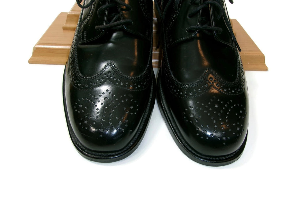 Bostonian Luxe Mens  Shoes Size 12 M Black Leather Oxfords Classic Wingtips