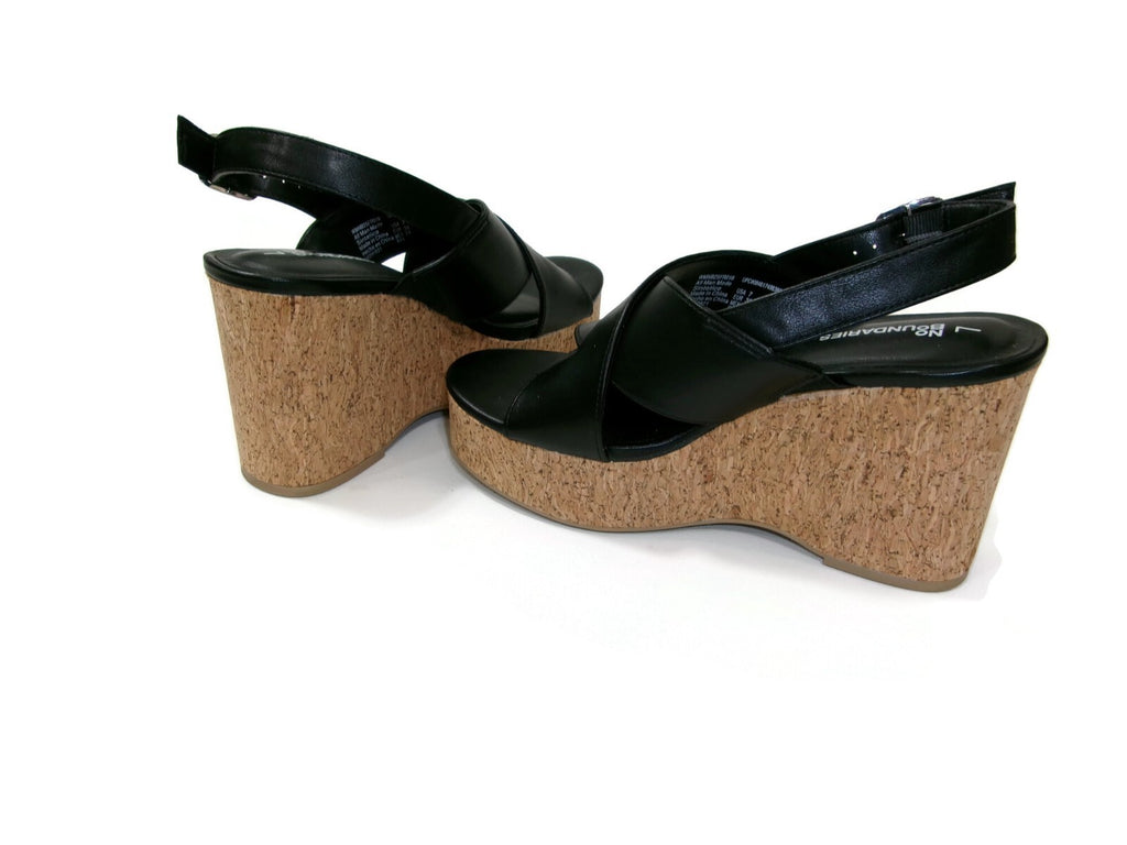 No Boundaries Womems Black Sandals Shoes Size 7 M High Wedge Platform Heels