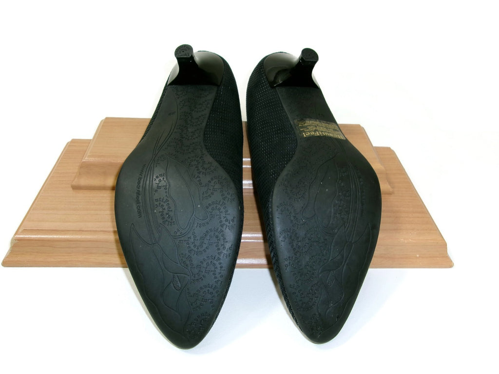 Beautifeel Womens Mistique Black Leather  Kitten Heel Shoes Size US 8-8.5 EU 39