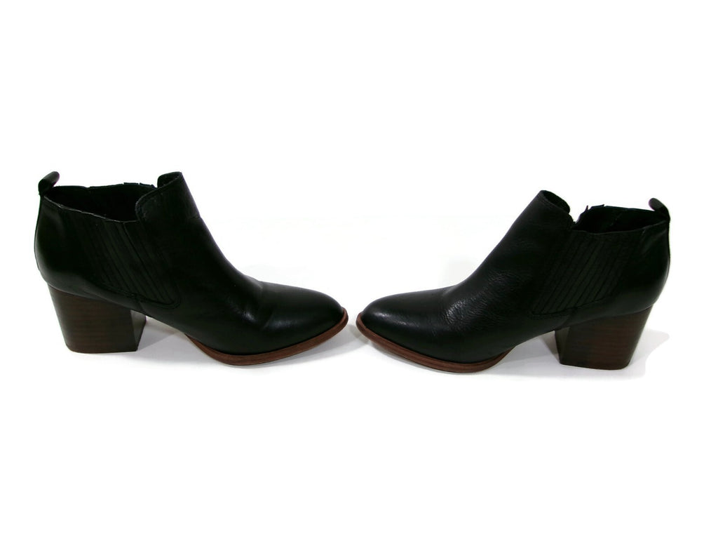 Isola Womens Boots Booties Shoes Size 7 M Black Leather Block heels Slip On